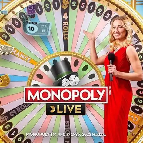 Monopoly Live slot logo by Evolution at Wolfy Casino